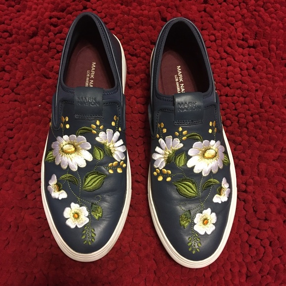 Embroidered Leather slip on deck shoes - Picture 2 of 10